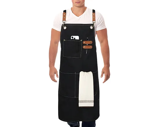 The cross back apron is designed to accommodate a wide range of individuals, measuring at 27 inches wide and 29 inches tall. The kitchen apron is suitable for both men and women, ranging from 5 feet to 7 feet in height.